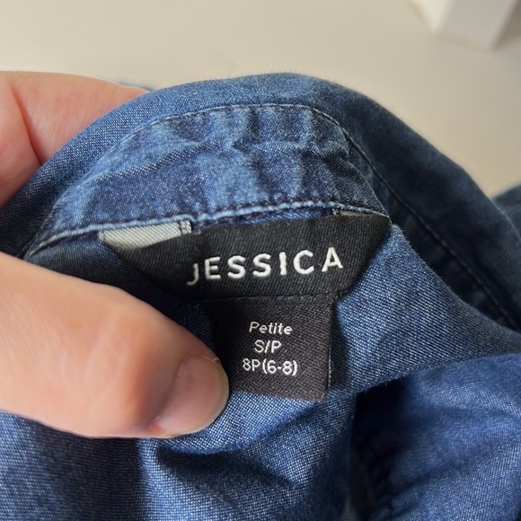 JESSICA Chambray Sleeveless Button Down Tunic Dress Size Small 8P - Picture 3 of 11